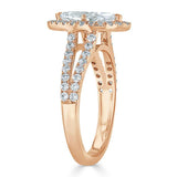 Lab-Diamond Marquise Cut Halo Engagement Ring, Tiffany Style, Choose Your Stone Size and Metal