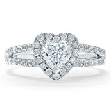 Lab-Diamond Heart Cut Engagement Ring, Classic Halo, Choose Your Stone Size and Metal
