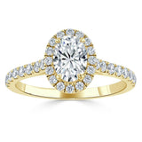 Lab-Diamond Oval Cut Halo Engagement Ring, Tiffany Style, Choose Your Stone Size and Metal