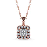 Princess Cut Classic Halo Pendant