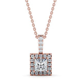 Princess Cut Classic Halo Pendant