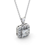 Princess Cut Classic Halo Pendant