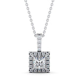 Princess Cut Classic Halo Pendant