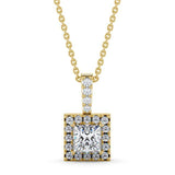 Princess Cut Classic Halo Pendant