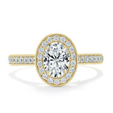 Lab-Diamond Oval Cut Halo Engagement Ring, Tiffany Style, Choose Your Stone Size and Metal