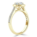 Lab-Diamond, Round Cut Halo Engagement Ring, Tiffany Style, Choose Your Stone Size and Metal