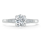 Lab-Diamond, Vintage Round Cut Engagement Ring, Choose Your Stone Size and Metal