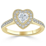 Lab-Diamond Heart Cut Engagement Ring, Classic Halo, Choose Your Stone Size and Metal