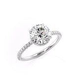 Round Cut Hidden Halo Moissanite Engagement Ring, Tiffany Style, Choose Your Stone Size and Metal