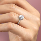 Round Cut Hidden Halo Moissanite Engagement Ring, Tiffany Style, Choose Your Stone Size and Metal