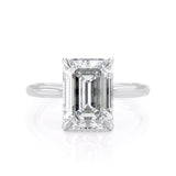 Emerald Cut Hidden Halo Moissanite Engagement Ring, Choose Your Stone Size and Metal