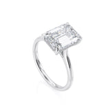 Emerald Cut Hidden Halo Moissanite Engagement Ring, Choose Your Stone Size and Metal