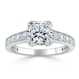 Lab-Diamond Cushion Cut Engagement Ring, Tiffany Style, Choose Your Stone Size and Metal