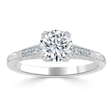 Lab-Diamond, Vintage Round Cut Engagement Ring, Choose Your Stone Size and Metal