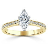 Lab-Diamond Marquise Cut Engagement Ring, Classic Style, Choose Your Stone Size and Metal