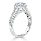 Lab-Diamond, Round Cut Halo Engagement Ring, Tiffany Style, Choose Your Stone Size and Metal