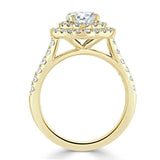 Lab-Diamond, Round Cut Double Halo Engagement Ring, Tiffany Style, Choose Your Stone Size and Metal