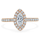 Lab-Diamond Marquise Cut Halo Engagement Ring, Tiffany Style, Choose Your Stone Size and Metal