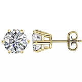 Classic Round Cut Diamond Stud Earrings, 925 Sterling Silver, Choose Your Stone Size and Metal