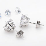 Classic Round Cut Diamond Stud Earrings, 925 Sterling Silver, Choose Your Stone Size and Metal