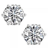 Classic Round Cut Diamond Stud Earrings, 925 Sterling Silver, Choose Your Stone Size and Metal