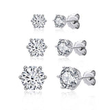 Classic Round Cut Diamond Stud Earrings, 925 Sterling Silver, Choose Your Stone Size and Metal