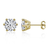 Classic Round Cut Diamond Stud Earrings, 925 Sterling Silver, Choose Your Stone Size and Metal