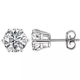 Classic Round Cut Diamond Stud Earrings, 925 Sterling Silver, Choose Your Stone Size and Metal