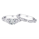 1.60ct Vintage Round Cut Diamond Ring, Bridal Ring Set, 925 Sterling Silver