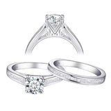 1.70ct Round Cut Diamond Ring Set, Bridal Rings, 925 Sterling Silver
