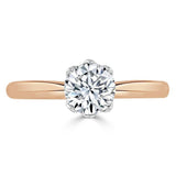 Lab-Diamond, Round Cut Engagement Ring, Classic Six Claw, Choose Your Stone Size and Metal