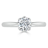 Lab-Diamond, Round Cut Engagement Ring, Classic Six Claw, Choose Your Stone Size and Metal