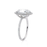 Oval Cut Moissanite Halo Engagement Ring, Tiffany Style, Choose Your Stone Size and Metal