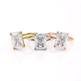 Radiant Cut Hidden Halo Moissanite Engagement Ring, Classic Style, Choose Your Stone Size and Metal
