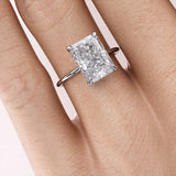 Radiant Cut Hidden Halo Moissanite Engagement Ring, Classic Style, Choose Your Stone Size and Metal
