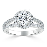 1.50ct Round Cut Moissanite Halo Engagement Ring, Tiffany Style, Available in White Gold, Platinum, Rose Gold or Yellow Gold
