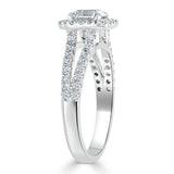 Lab-Diamond Asscher Cut Engagement Ring, Classic Halo with Split Shank, Choose Your Stone Size and Metal