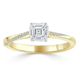 Lab-Diamond Asscher Cut Engagement Ring, Classic Style, Choose Your Stone Size and Metal