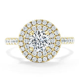 Lab-Diamond, Round Cut Double Halo Engagement Ring, Tiffany Style, Choose Your Stone Size and Metal