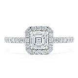 Lab-Diamond Asscher Cut Engagement Ring, Classic Halo, Choose Your Stone Size and Metal