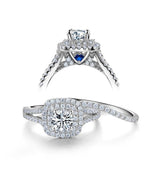 1.80ct Round Cut Halo Diamond Ring, Bridal Ring Set, 925 Sterling Silver