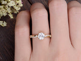 Round Cut Moissanite Engagement Ring, Unique Vintage Design, Choose Your Stone Size & Metal