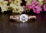 Round Cut Moissanite Engagement Ring, Unique Vintage Design, Choose Your Stone Size & Metal