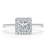 Lab-Diamond Princess Cut Halo Engagement Ring, Choose Your Stone Size and Metal