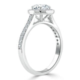 Lab-Diamond, Round Cut Halo Engagement Ring, Tiffany Style, Choose Your Stone Size and Metal