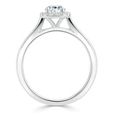 0.50ct Round Cut Moissanite Halo Engagement Ring, Available in White Gold or Platinum