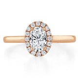 Lab-Diamond Oval Cut Halo Engagement Ring, Choose Your Stone Size and Metal