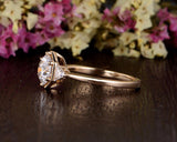 Round Cut Moissanite Engagement Ring, Art Deco Trilogy Design, Choose Your Stone Size & Metal