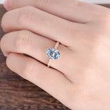 2.00ct Aqua Marine Oval Cut Engagement Ring, Vintage Design, Choose Your Metal
