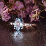 2.00ct Aqua Marine Oval Cut Engagement Ring, Vintage Design, Choose Your Metal